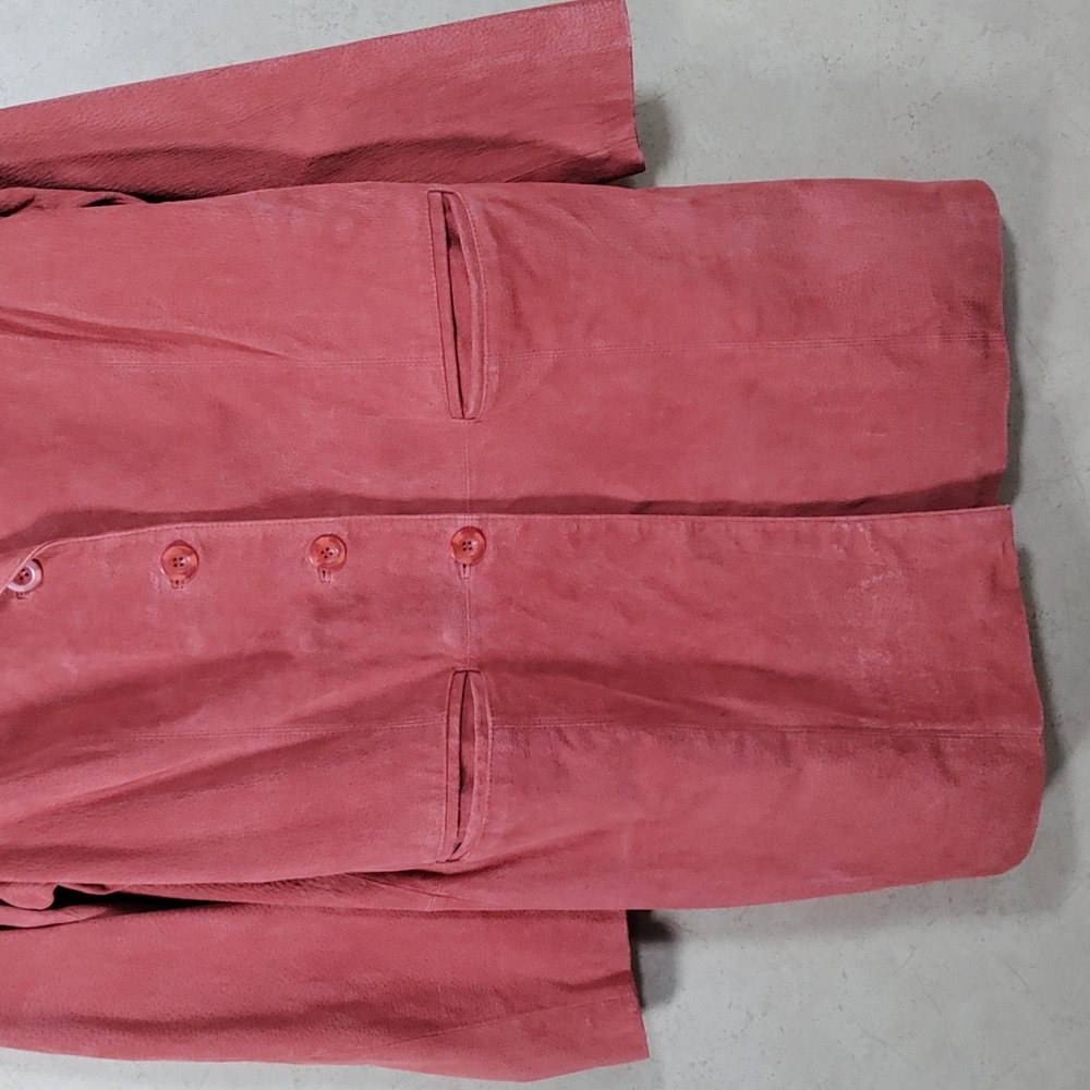 01L02 Dialogue rust suede leather button front pa… - image 3